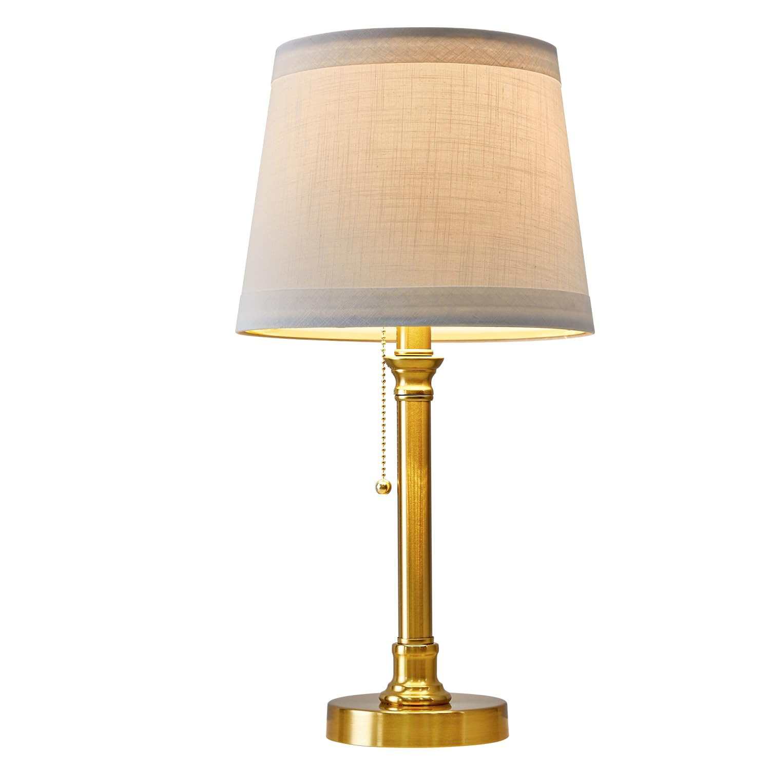 19.5'' Gold Table Lamp for Living Room Nightstand Modern Lamps Brass Table Lamp for Bedroom Metal Bedside Lamp with White Drum Shade