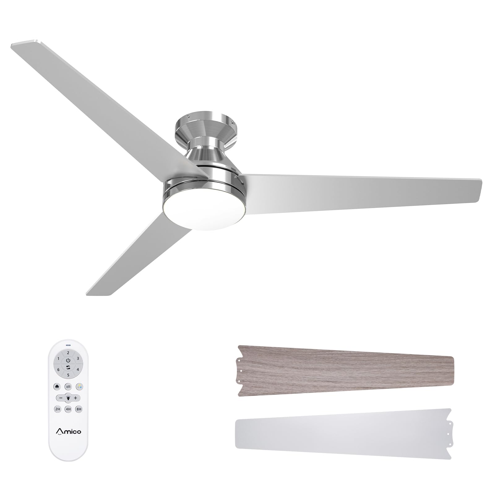 Ceiling Fans with Lights, 42 inch Low Profile Ceiling Fan with Light and Remote Control, Flush Mount, Reversible, 3CCT, Dimmable, Noiseless, Black Ceiling Fan for Bedroom, Indoor/Outdoor Use