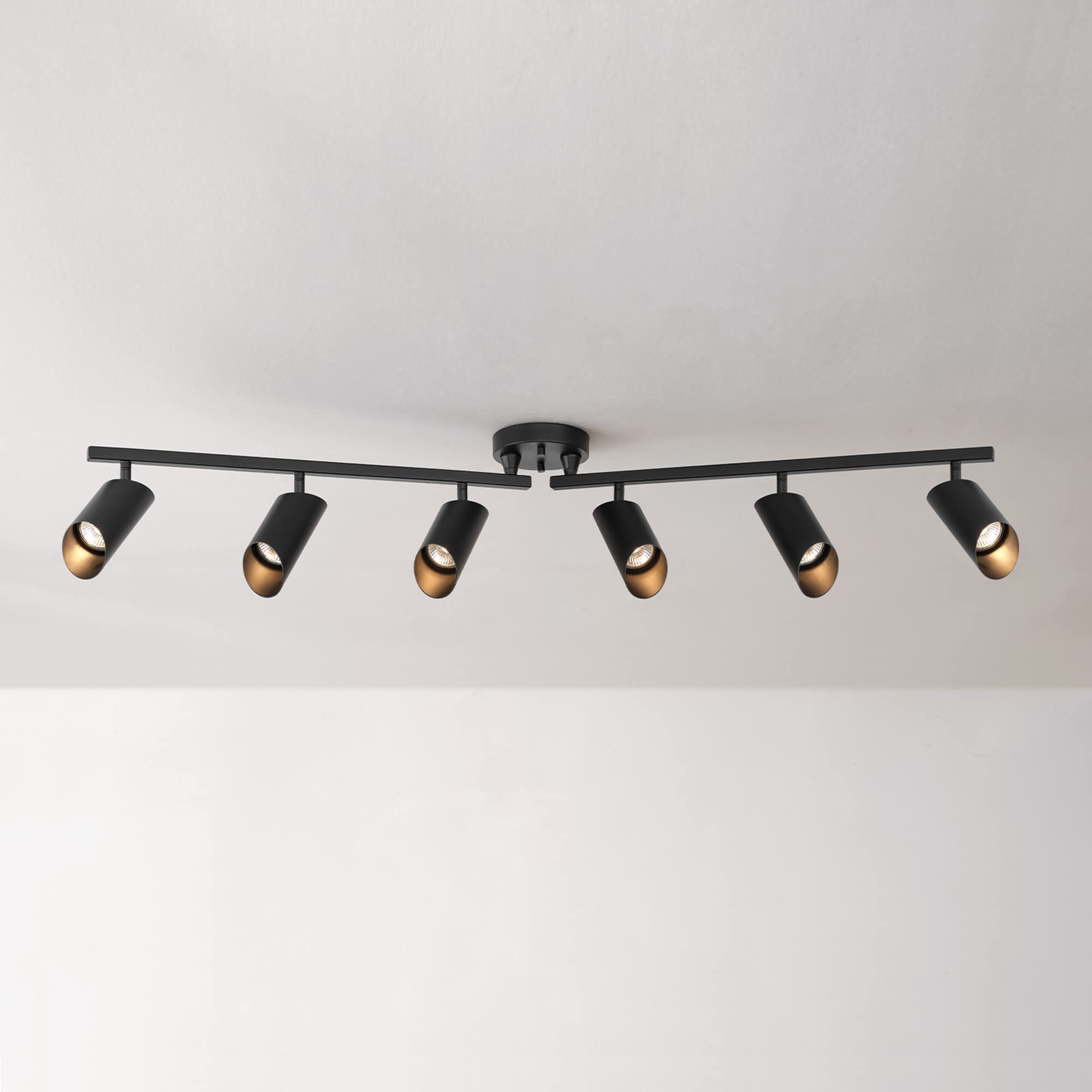 6-Light Track Lighting, Matte Black, Center Swivel Bars