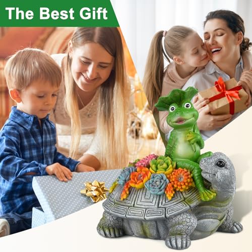 Solar Outdoor Garden Statues Lights, Elephant Figurines with Cute Birds Garden Sculpture Decor, Lucky Elephant Mother Gifts for Women, Men or Daughter, Unique Housewarming Gifts and Yard Decoration