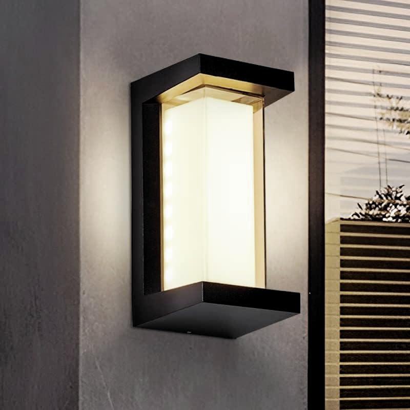 LED 18W Modern Rectangular Outdoor Wall Sconce Light 3000K Outside Light for House Patio, Black with Full Border Warm White, IP64 Waterproof Outdoor Wall Lights for House Patio Exterior Wall