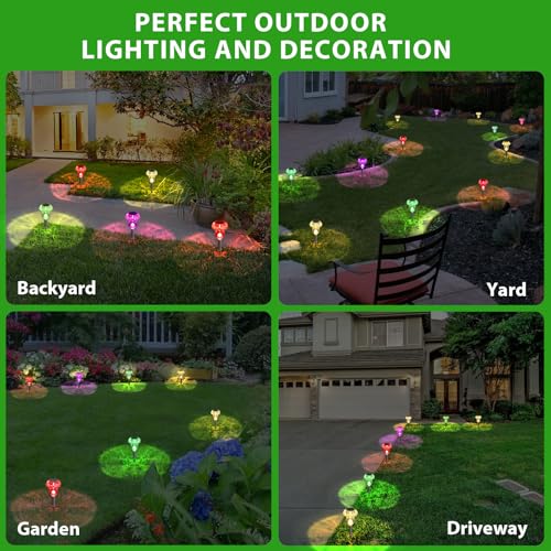 Solar Lights Outdoor, 8 Pack Solar Pathway Lights Outdoor, Solar Powered LED Mushroom Solar Garden Lights, Outdoor Solar Lights for Yard, Landscape, Path, Patio, Outside,Driveway,Backyard (Warm White)