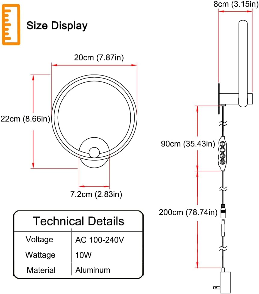 Modern Plug in Wall Sconces Set of 2, RC Dimmable LED Black Plug in Wall Light with Timer, Sconces Wall Lighting with Memory Function, Wall Mounted Light Plug in Cord On/Off for Living Room Bedroom