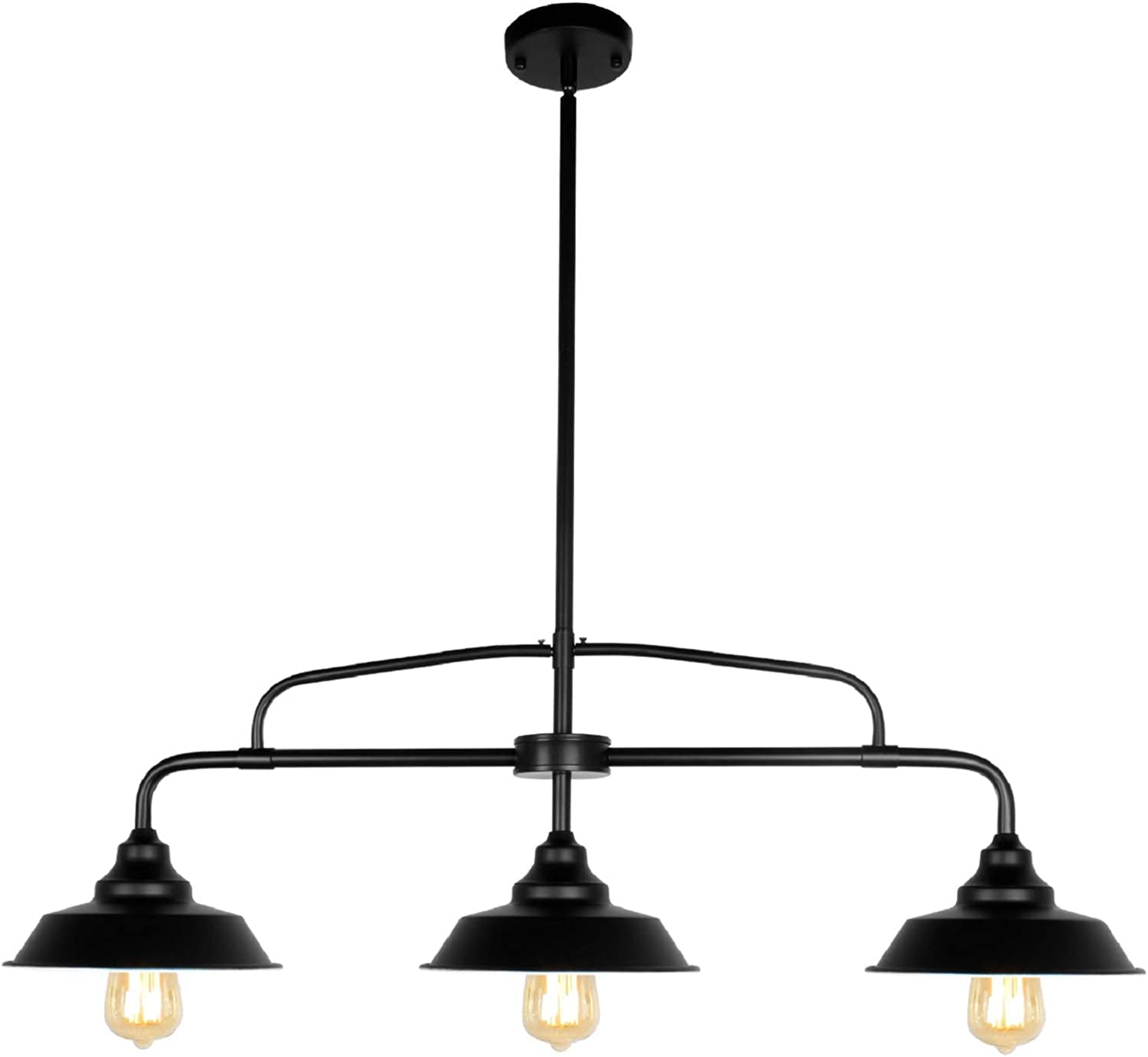 Kitchen Island Light Black Pendant Lighting Fixture 4 Lights, Modern Farmhouse Chandelier Industrial Metal Ceiling Hanging Lamp for Dining Room Hallway Pool Table