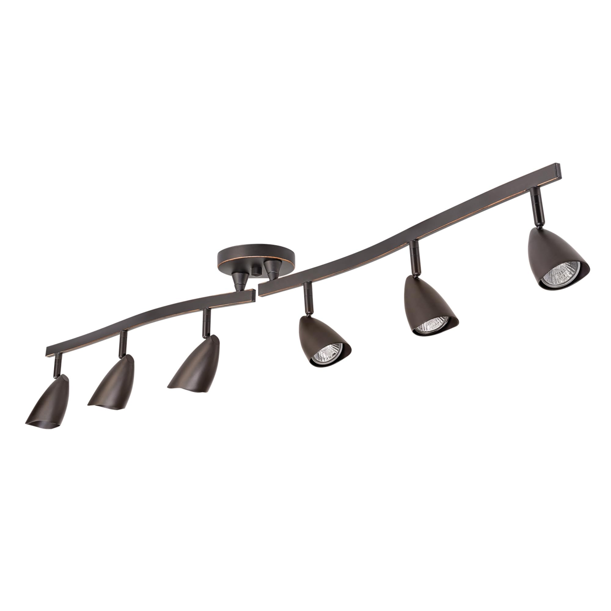 6-Light Adjustable S-Shape Track Lighting, Bronze Color, Oil Rubbed Finish