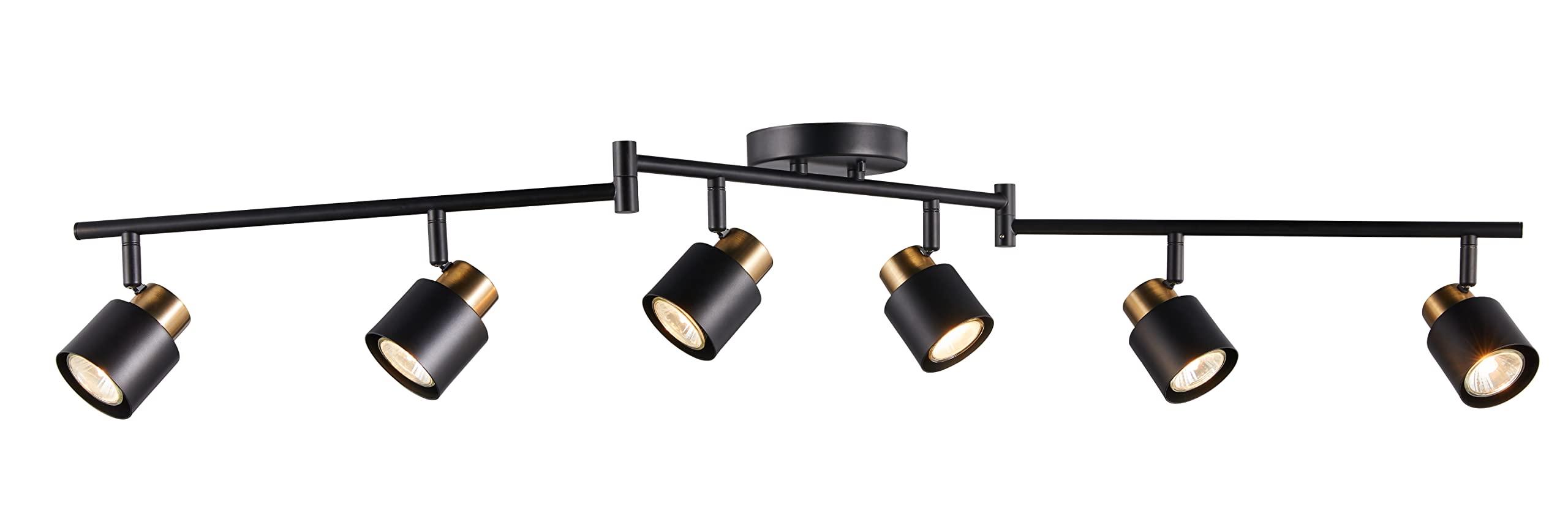 4 Light Track Lighting Kit, Matt Black Brass Finish Adjustable with Moden Flush Mount Ceiling Spotlight for Kitchen,Living Room,Home Improvement