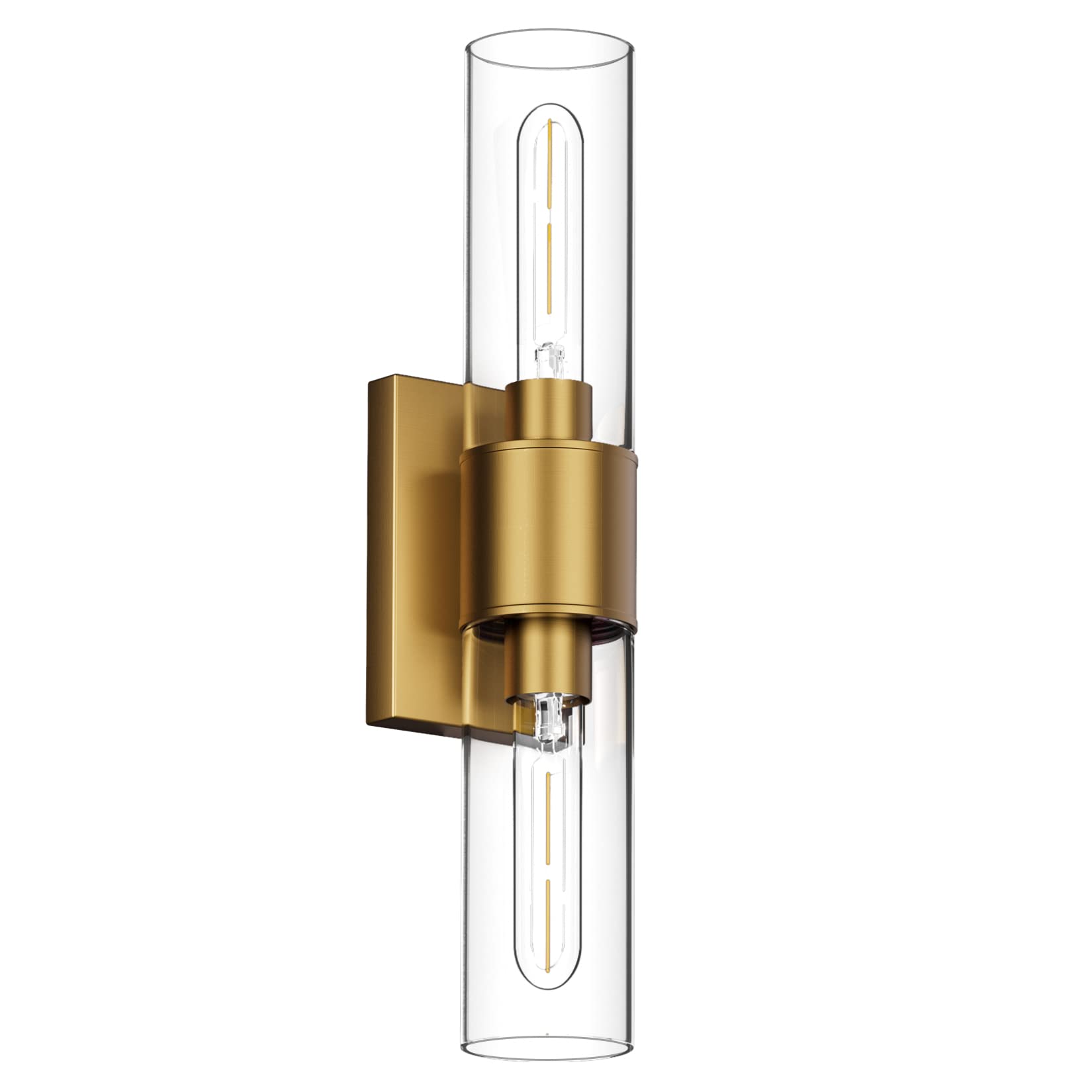 Bathroom Vanity Light Fixtures,Indoor Gold Wall Lights with Clear Glass,Modern Wall Sconces Up and Down Wall Mount Lamp for Bathroom,Bedroom,Hallway,Kitchen(Bulb not Include)