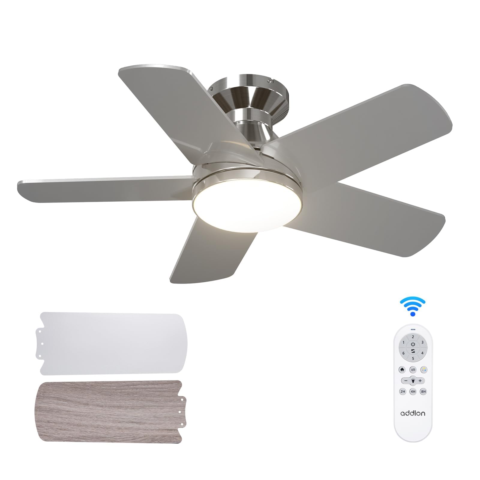 Ceiling Fans with Lights, 42 Inch Low Profile Ceiling Fan with Light and Remote Control, Flush Mount, Reversible, 3CCT, Dimmable, Quiet, Black Small Ceiling Fan for Bedroom Indoor/Outdoor Use