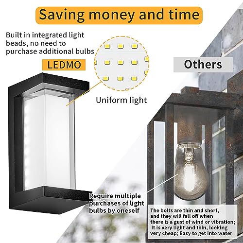 18W Modern Outdoor Lights for House, Front Porch Lights, Exterior Wall Mount Light Fixtures 3000K, Outdoor Patio LED Lights Waterproof, Aluminium Black Warm White