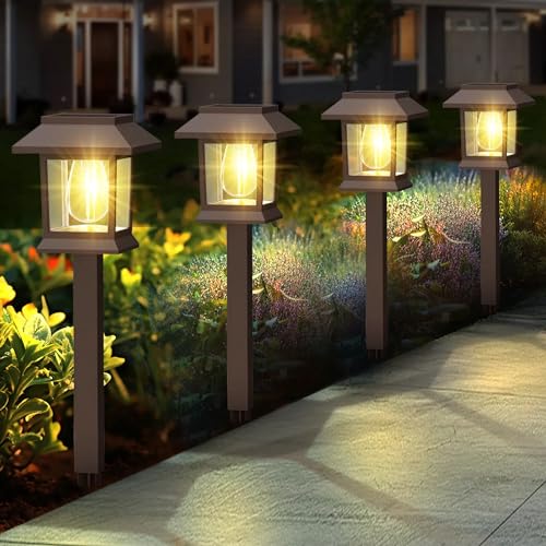 Solar Pathway Lights Outdoor, 12 Pack Upgraded LED Waterproof Solar Outdoor Lights, Solar Garden Landscape Lighting for Outside Driveway Garden Landscape Walkway Path Yard Lawn Decor (12)