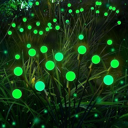 6-Pack Solar Garden Lights, 48 LED Firefly Lights Solar Outdoor (Sway by Wind), Waterproof Swaying Solar Lights for Outside Fairy Garden Decor Yard Patio Pathway Landscape Decorations (Warm White)