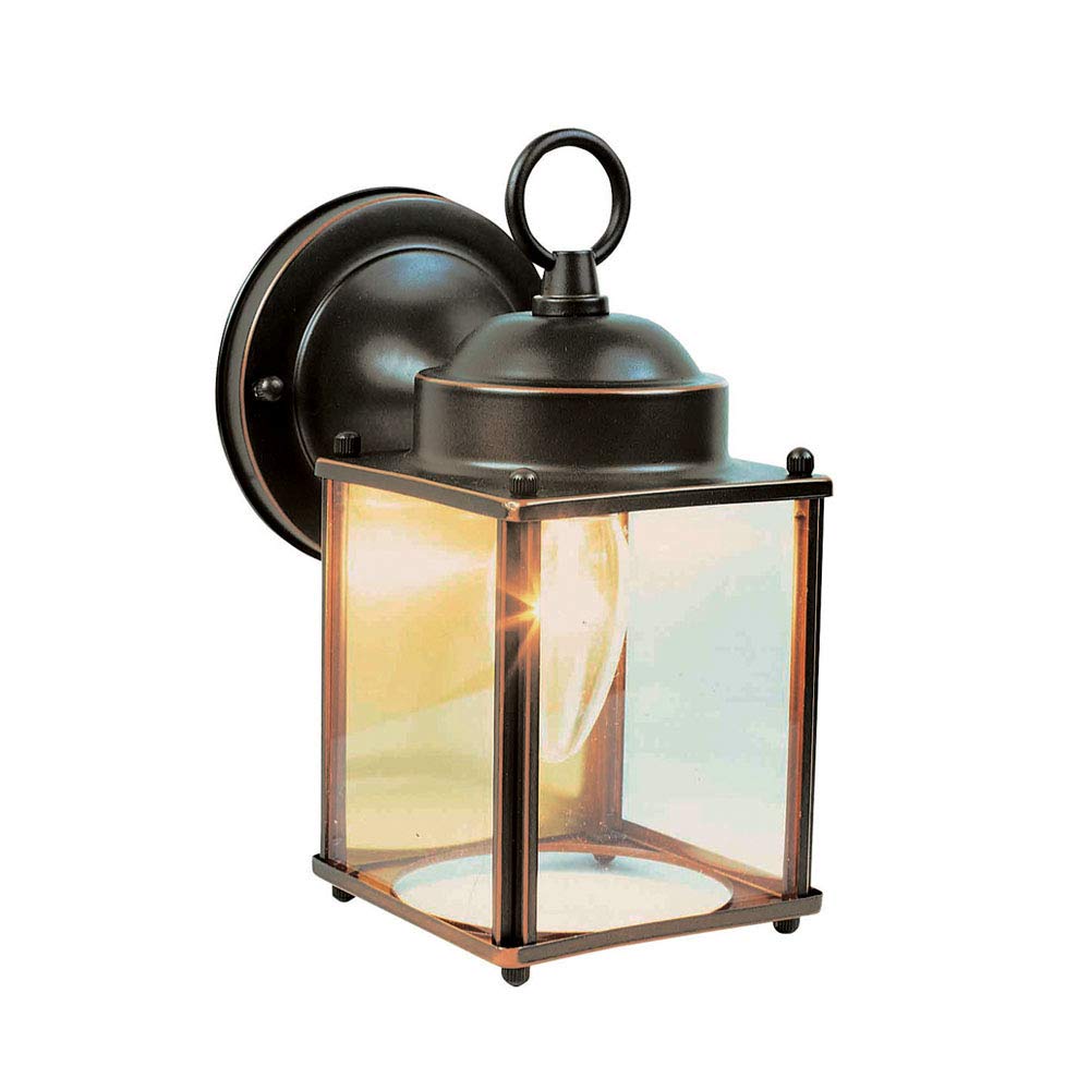 Coach Traditional 1-Light Outdoor/Indoor Wall Light with Clear Glass for Porch Entryway Patio, Oil Rubbed Bronze