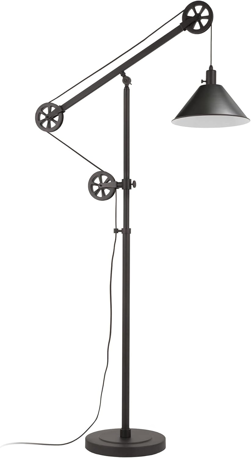 Floor Lamp with Metal Shade in Blackened Bronze/Blackened Bronze, Floor Lamp for Home Office, Bedroom, Living Room