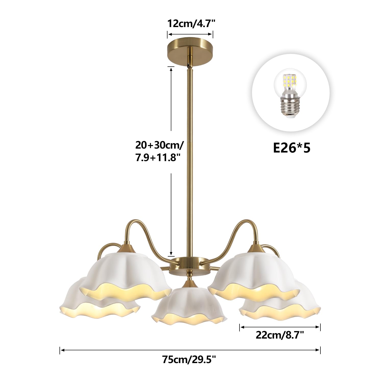 Mid Century 3 Light Sputnik Chandelier White Dome Glass Lampshade Nordic Retro Chandelier Ceiling Light Brass Finish Bedroom Pendant Light