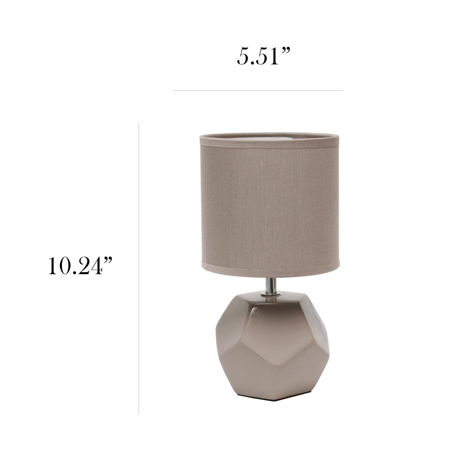 Round Prism Mini Table Lamp with Matching Fabric Shade, Gray