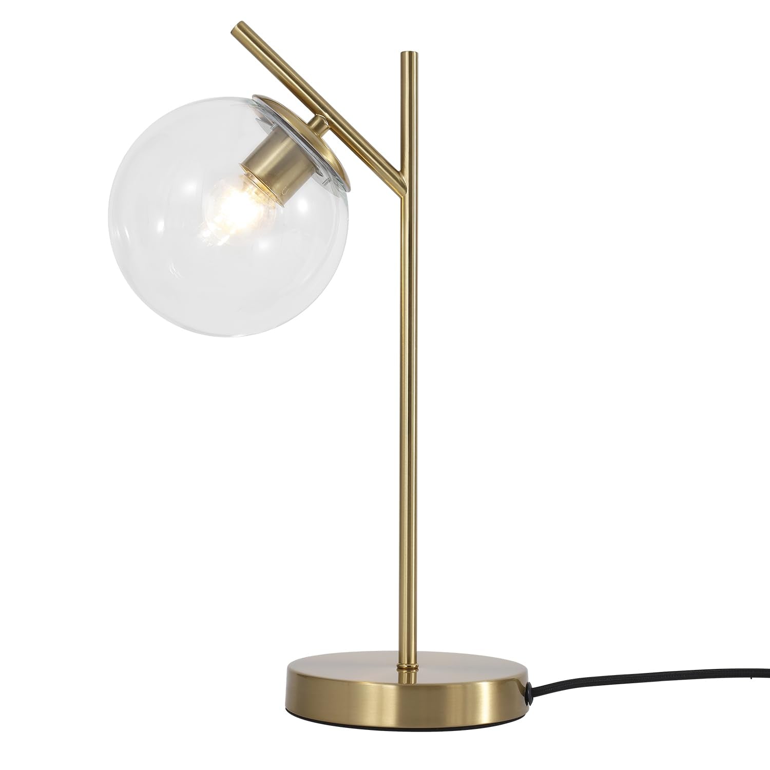 Globe Table Lamp 1 Light Brass Glass Globe Table Lamp Contemporary Metal Table Lamp Bedside Table lamp with Milky White Glass lampshade Bedroom Living Room Study Room(H19.2)