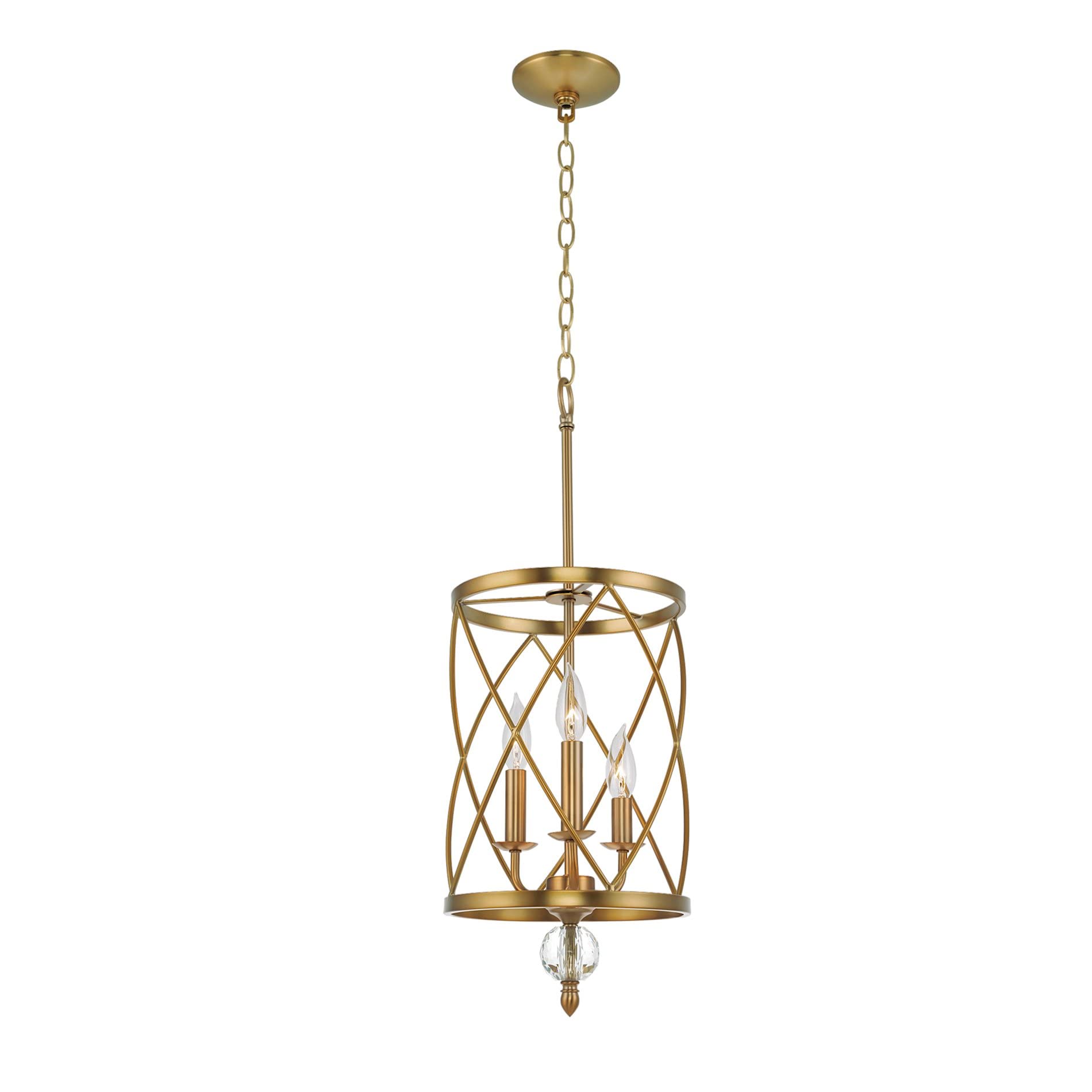 Eleanor 27" Traditional 3-Light Chandelier, Cylinder Foyer Pendant Light, Adjustable Height, Antique White Finish