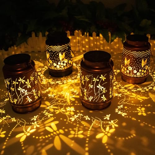 Hummingbird Solar Lantern Lights Outdoor Hanging, Metal Decor Lanterns-Waterproof LED Decorative Light for Garden Patio Yard Lawn Backyard Front Porch as Gifts for Mom Grandma Women