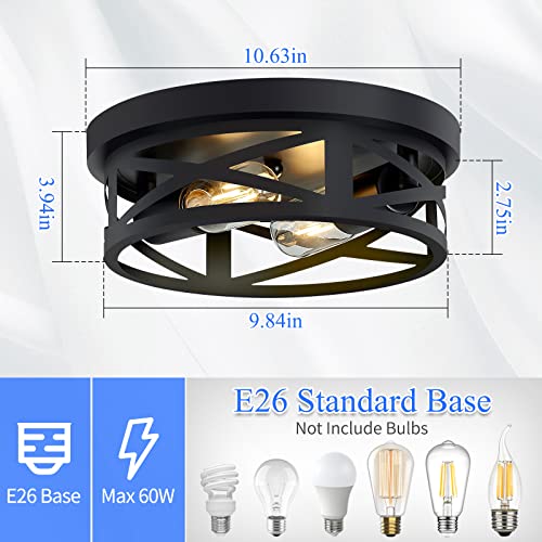 Flush Mount Ceiling Light Fixture,3-Light Ceiling Light Fixture for Hallway, Black Hallway Light Fixtures Ceiling,Light Fixtures Ceiling Mount for Kitchen,Farmhouse,Hall (1 Pack) (13.1inch)