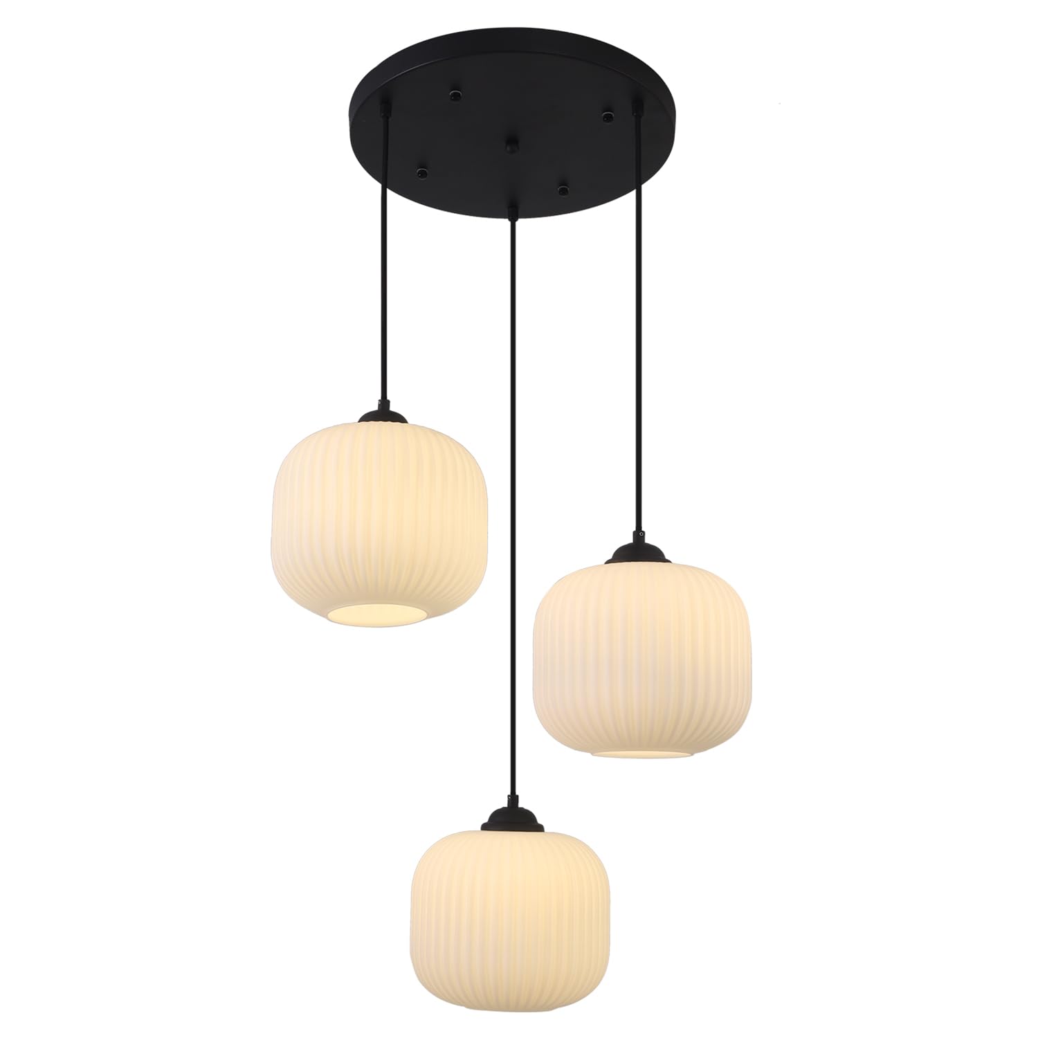 3-Light Cluster Pendant Hanging Lights Black Globe Chandelier Light Fixture Large Milk Glass Cluster Pendant Lights Mid Century Modern Multi Light Pendant Lighting Kitchen Island