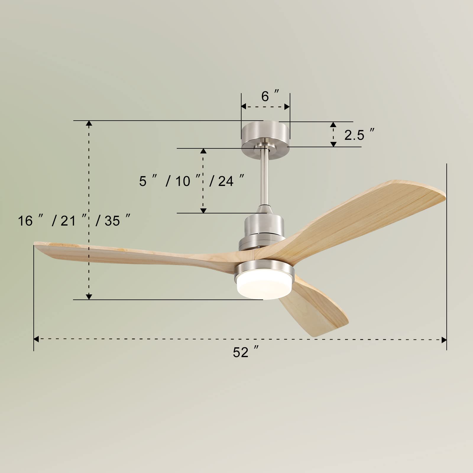 Low Profile Ceiling Fan With Lights Remote Control 52 Inch Flush Mount Ceiling Fan Modern Wood Blade Fan For Bedroom Living Room Indoor Outdoor Farmhouse Patio, Noiseless DC Motor