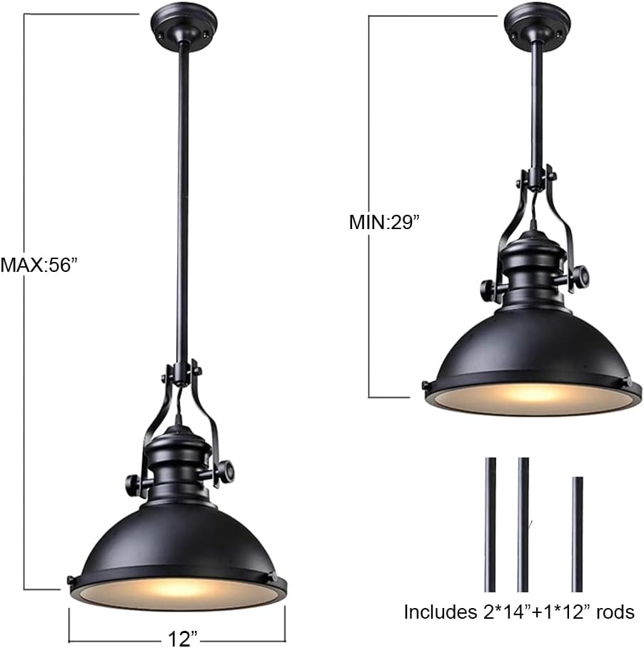 Ceiling Light Fixture Pendant Light fixtures Kitchen Island Vintage Industrial Pendant Light Fixture Black Farmhouse Pendant Light Black Finish