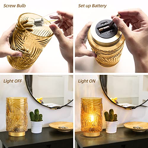 Battery Operated Table Lamp, Cordless Lamps for Home Decor, Battery Powered Nightlight with LED Bulb with Timer, Decorative Lights for Living Room Bedroom Tabletop Entryway Centerpiece Gift(L LGreen)