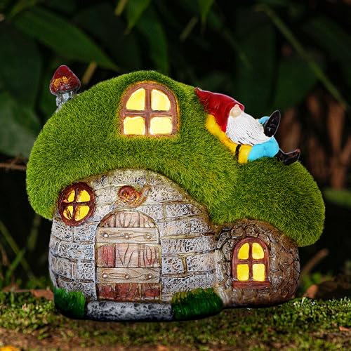 Solar Outdoor Garden Statues Lights, Elephant Figurines with Cute Birds Garden Sculpture Decor, Lucky Elephant Mother Gifts for Women, Men or Daughter, Unique Housewarming Gifts and Yard Decoration