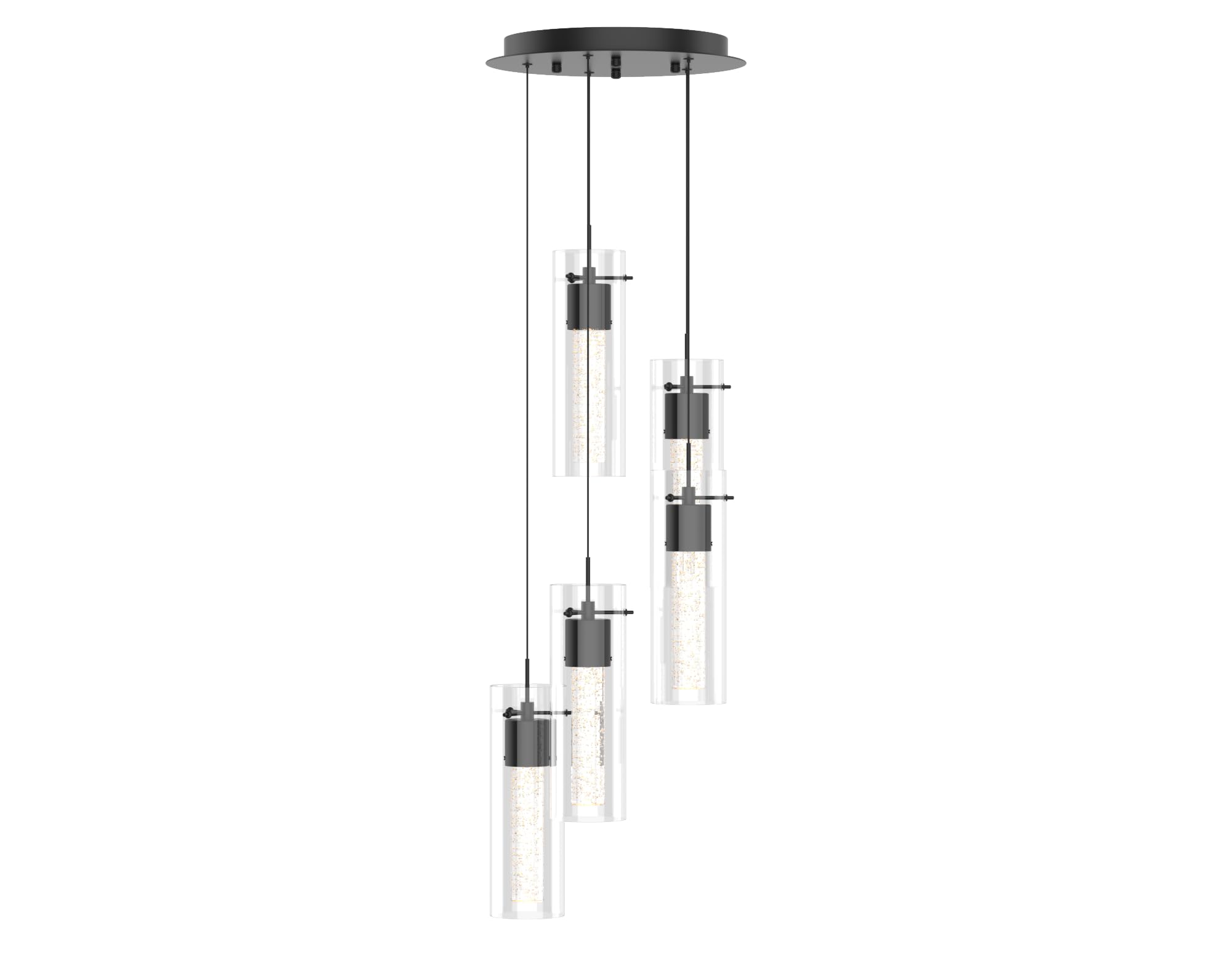 5-Light Chandelier Pendant Ceiling Light, Integrated Led and Bubble Glass, for Kitchen Island, Hallway, Entryway, Passway, Dining Room, Bedroom, Balcony Living Room