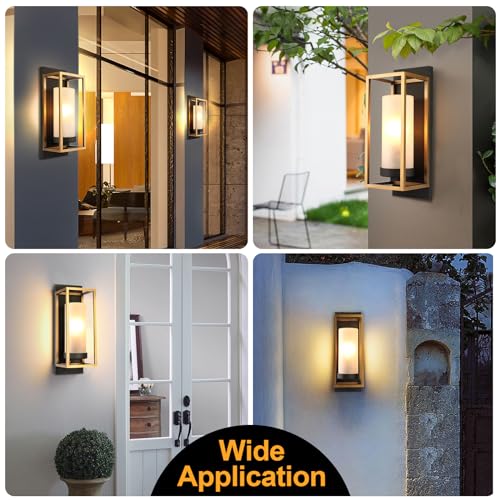 ALVIME Outdoor Wall Lights Fixture, Exterior Wall Lanterns, Waterproof&All-Weather Wall Sconce, Porch Outside Lights for Entryway, House Front Door Patio Garage, E26 Base&Etched Glass