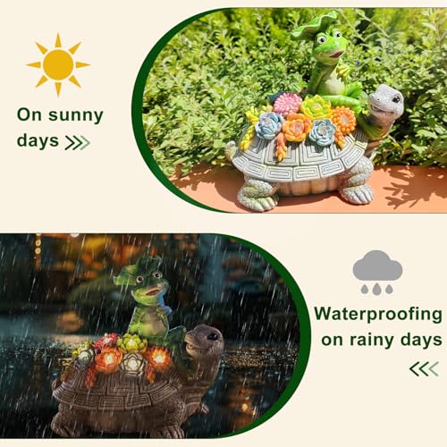 Solar Outdoor Garden Statues Lights, Elephant Figurines with Cute Birds Garden Sculpture Decor, Lucky Elephant Mother Gifts for Women, Men or Daughter, Unique Housewarming Gifts and Yard Decoration