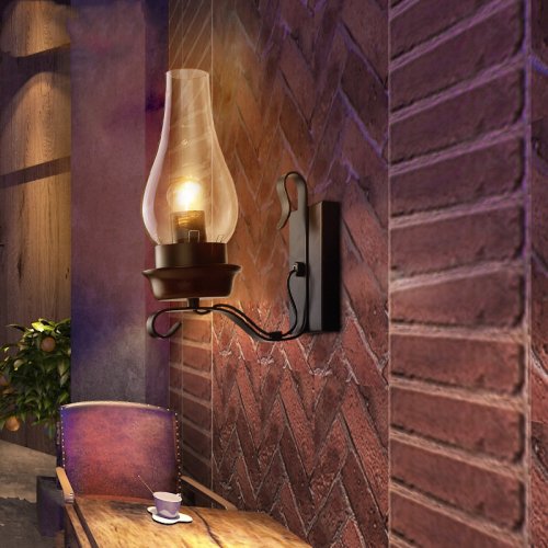 Rustic Wall Sconce Vintage Farmhouse Wall Light Fixtures Industrial Glass Wall Lamp for Cabin Bedroom Living Room Hallway Fireplace (2PCS)