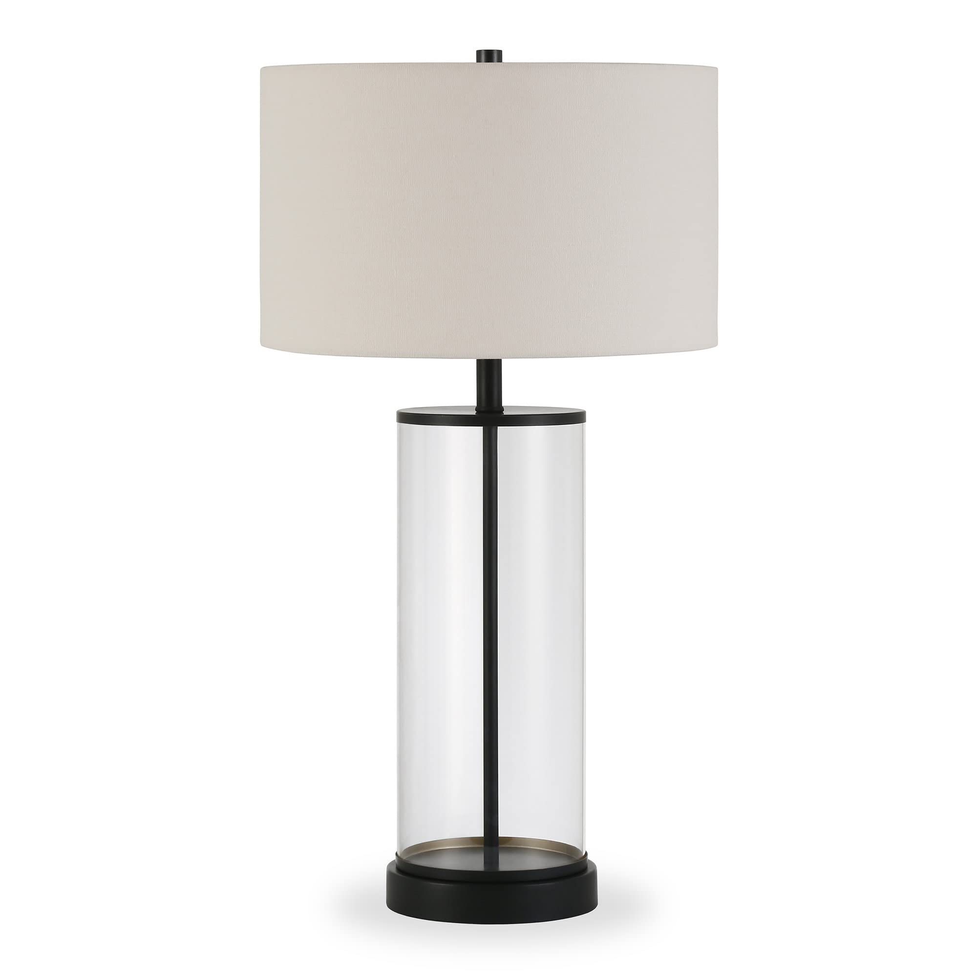 28" Tall Table Lamp with Fabric Shade in Blackened Bronze/White, Lamp, Desk Lamp for Home or Office