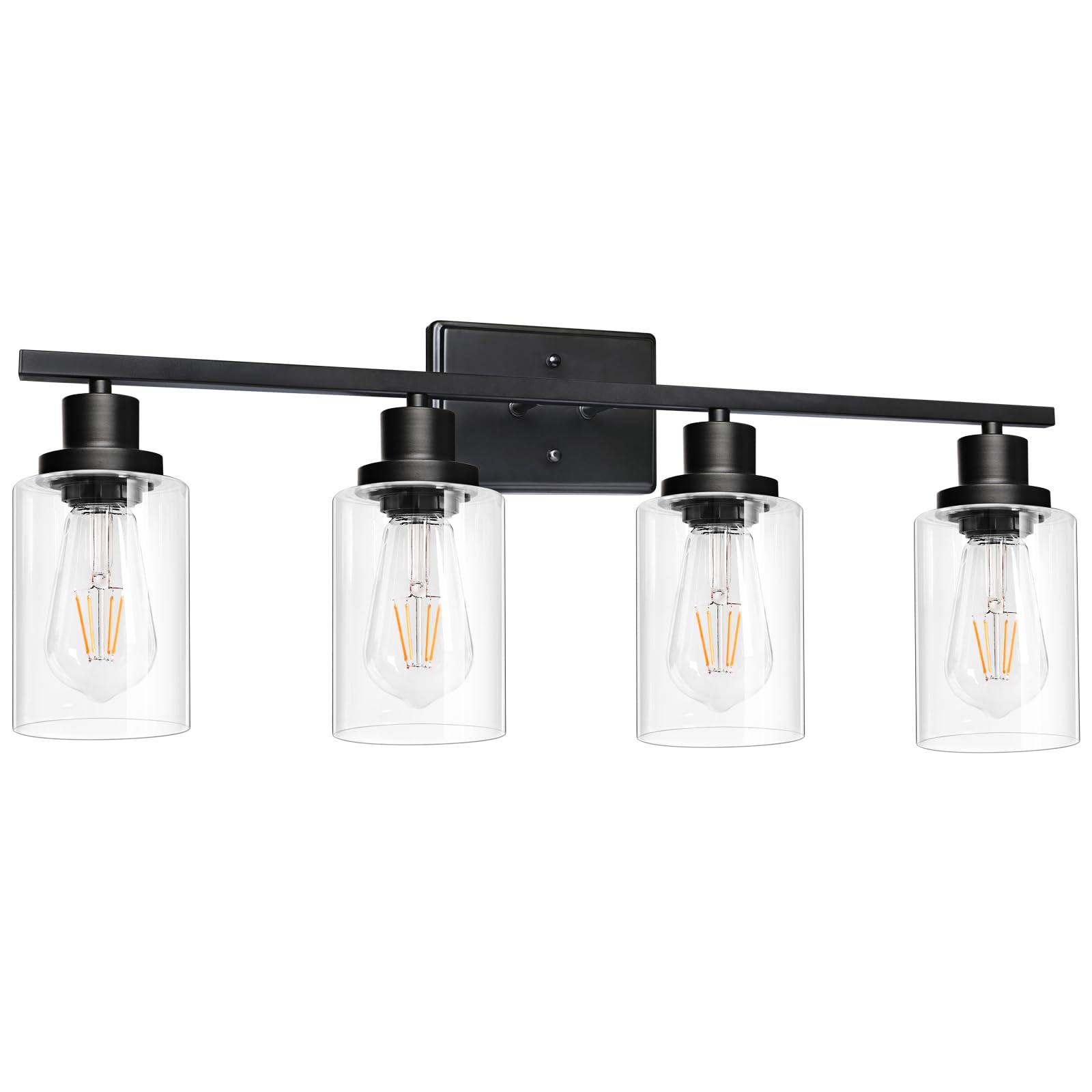 Ascher Bathroom Vanity Light Fixtures, 3 Light Wall Sconces Lighting with Clear Glass Shade, Brushed Nickel Wall Lights for Mirror, Kitchen, Living Room, Gallery, E26 Base (Bulbs Not Included)