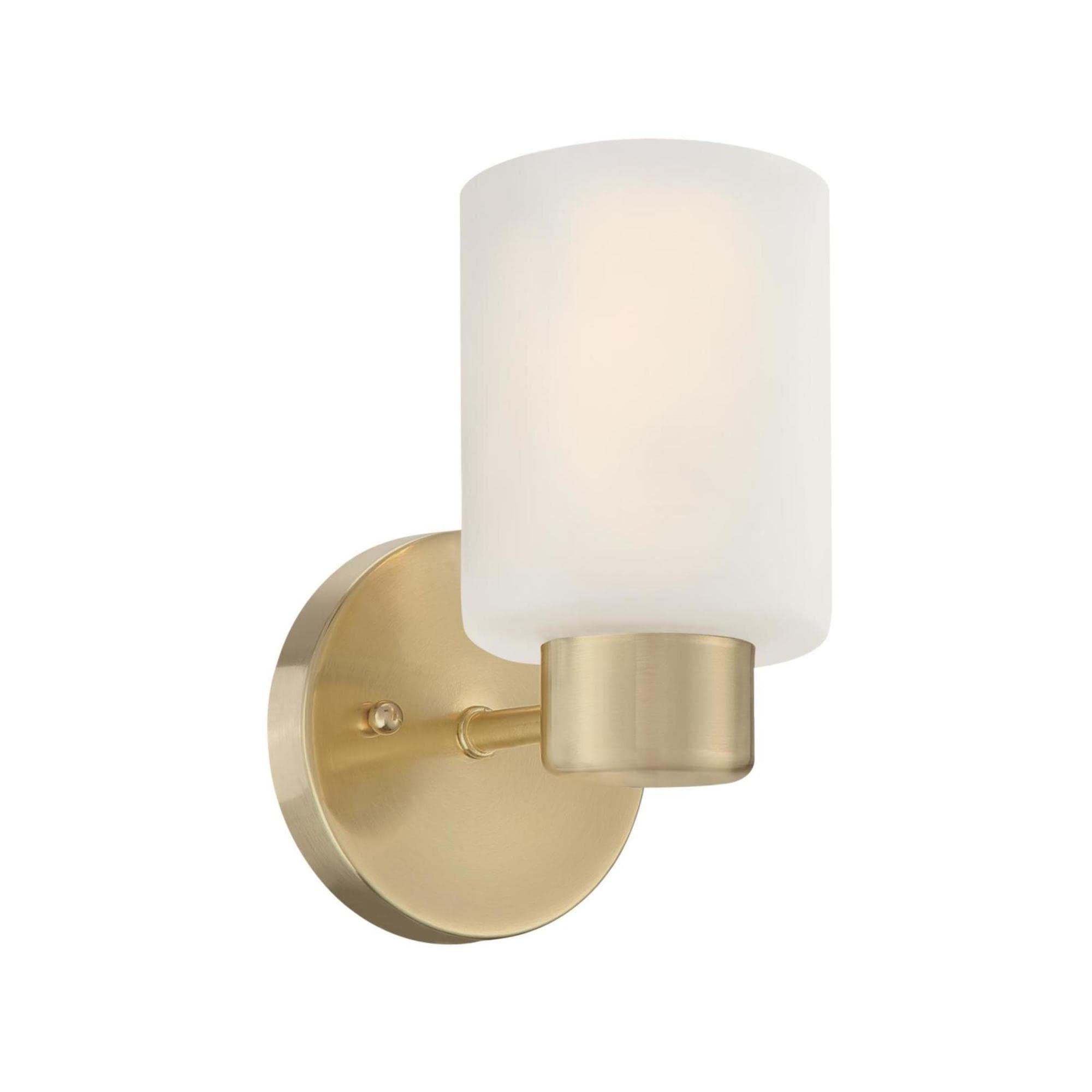 One-Light Indoor Wall Fixture, Brushed Nickel Finish with Frosted Seeded Glass