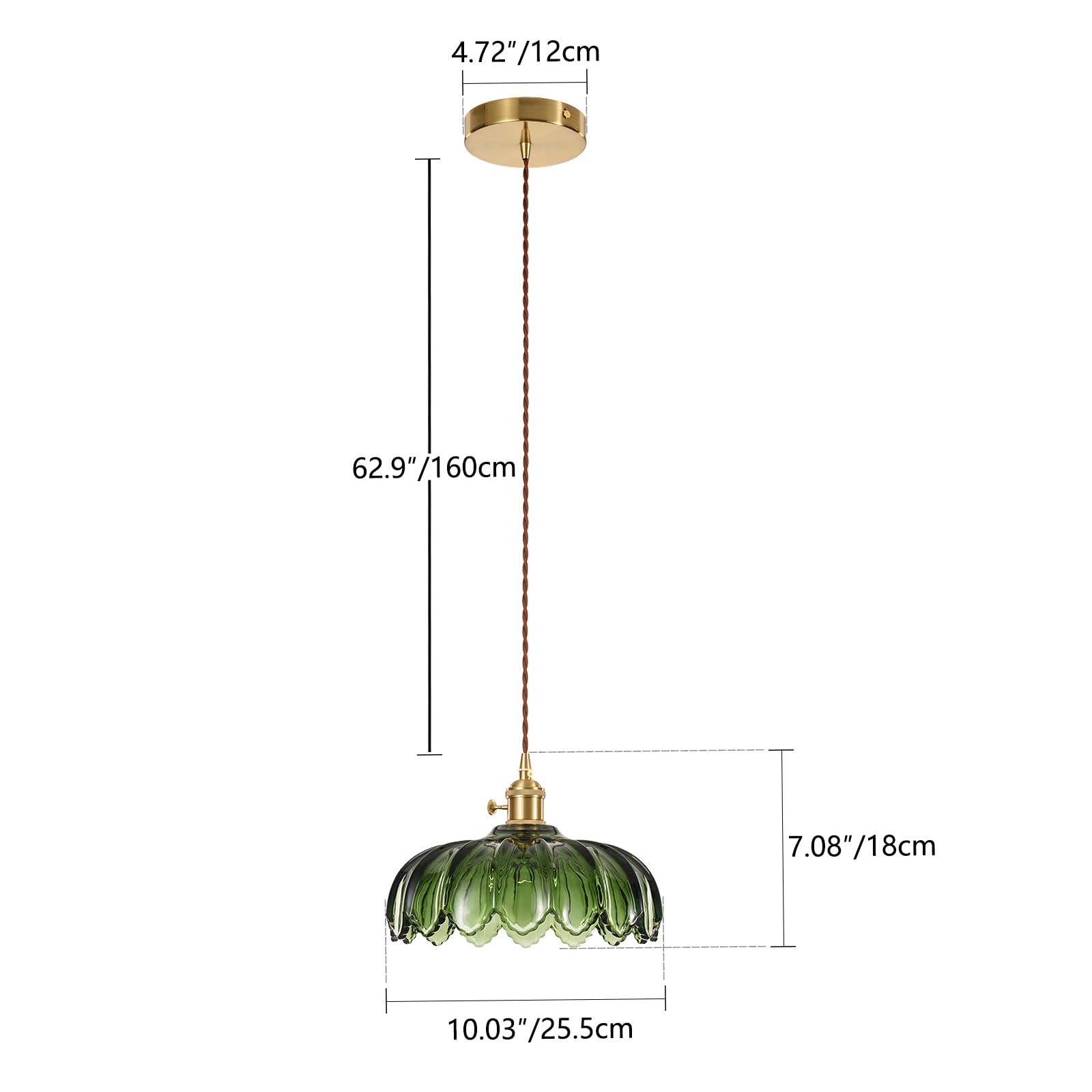 Glass Pendant Light Vintage Light Fixtures, Glass Pendant Lights Kitchen Island, Gold Pendant Light, Modern Chandelier Pendant Shade Green Light Fixture for Bedroom Hotel Dining Room