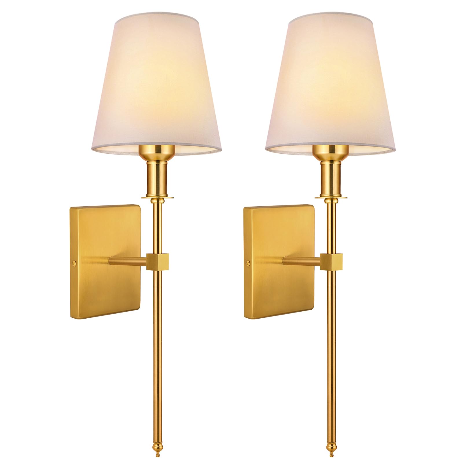 Wall Sconces Sets of 2, Bathroom Vanity Sconces Wall Lighting with White Fabric Shades, Retro Industrial Wall Lamps, Wall Lights Suitable for Bedroom Living Room Kitchen