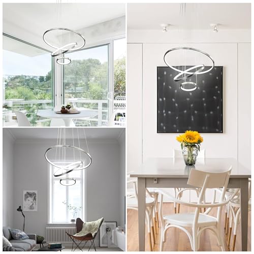 Modern LED Chandelier Contemporary Pendant Lighting Ring Light Fixture Gold with 4000K and 59in Height Adjustable Hanging Lamp for Kitchen Island Hallway Foyer Closet Corridor