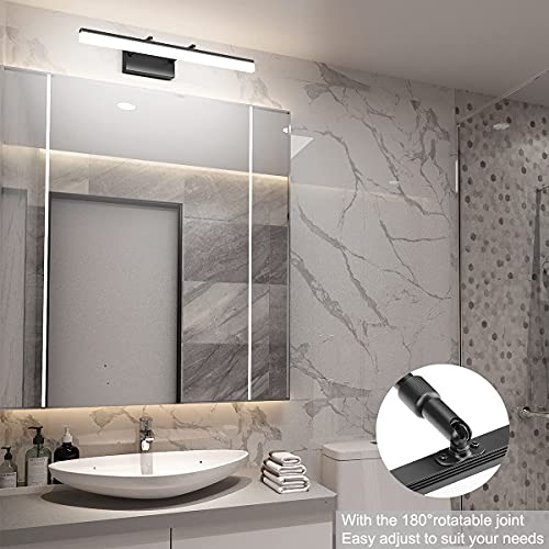 31.5 inch Modern Black Vanity Light Adjustable Bathroom Light Fixtures Over Mirror Rotatable Vanity Lighting 5500K