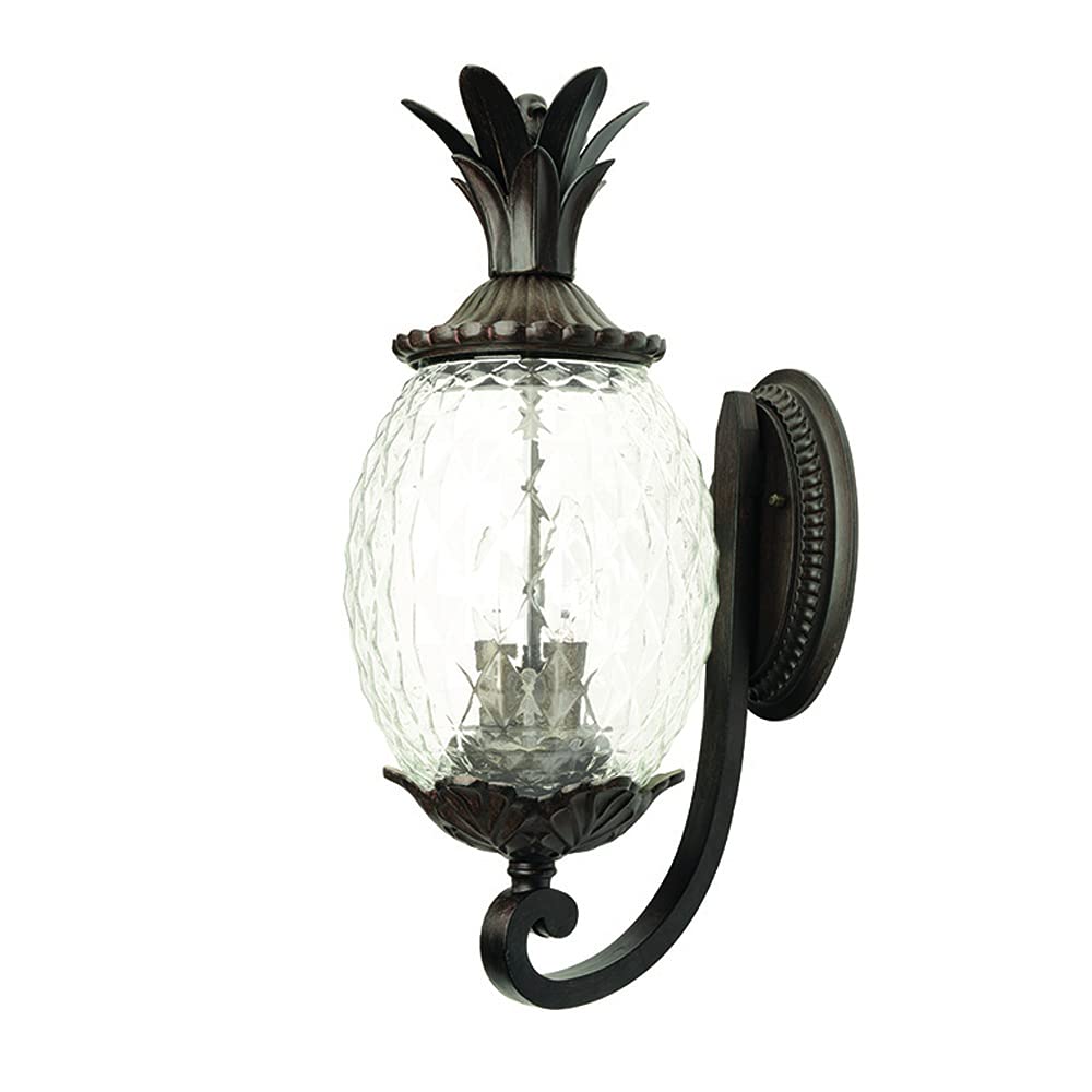 Large Outdoor Hanging Pineapple Dimmable Lantern | Durable Anti-Rust Cast Aluminum | Three Light in Black Coral | Showcases Style and Hospitality