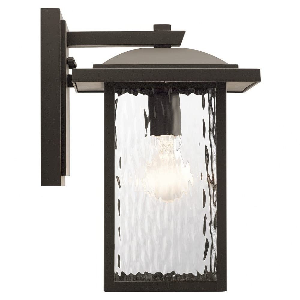 10.25" Outdoor Wall Light in Black, 1-Light Exterior Wall Sconce Porch Light with Clear Water Glass, (10.25" H x 6.5" W), 49924BKT