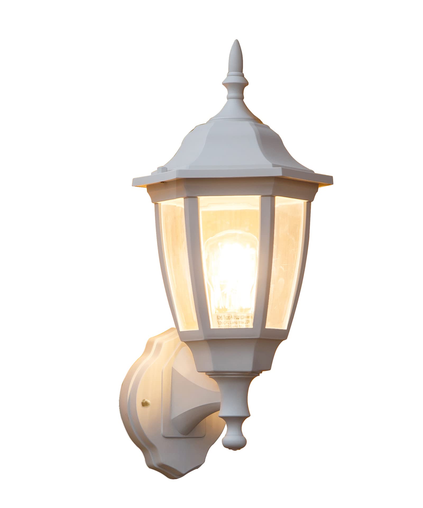 Outdoor Wall Lantern, Exterior Waterproof Wall Sconce Light Fixture, White Front Porch Light Wall Mount for Garage, Patio, Yard, FDS2542EW (Bulb Included)