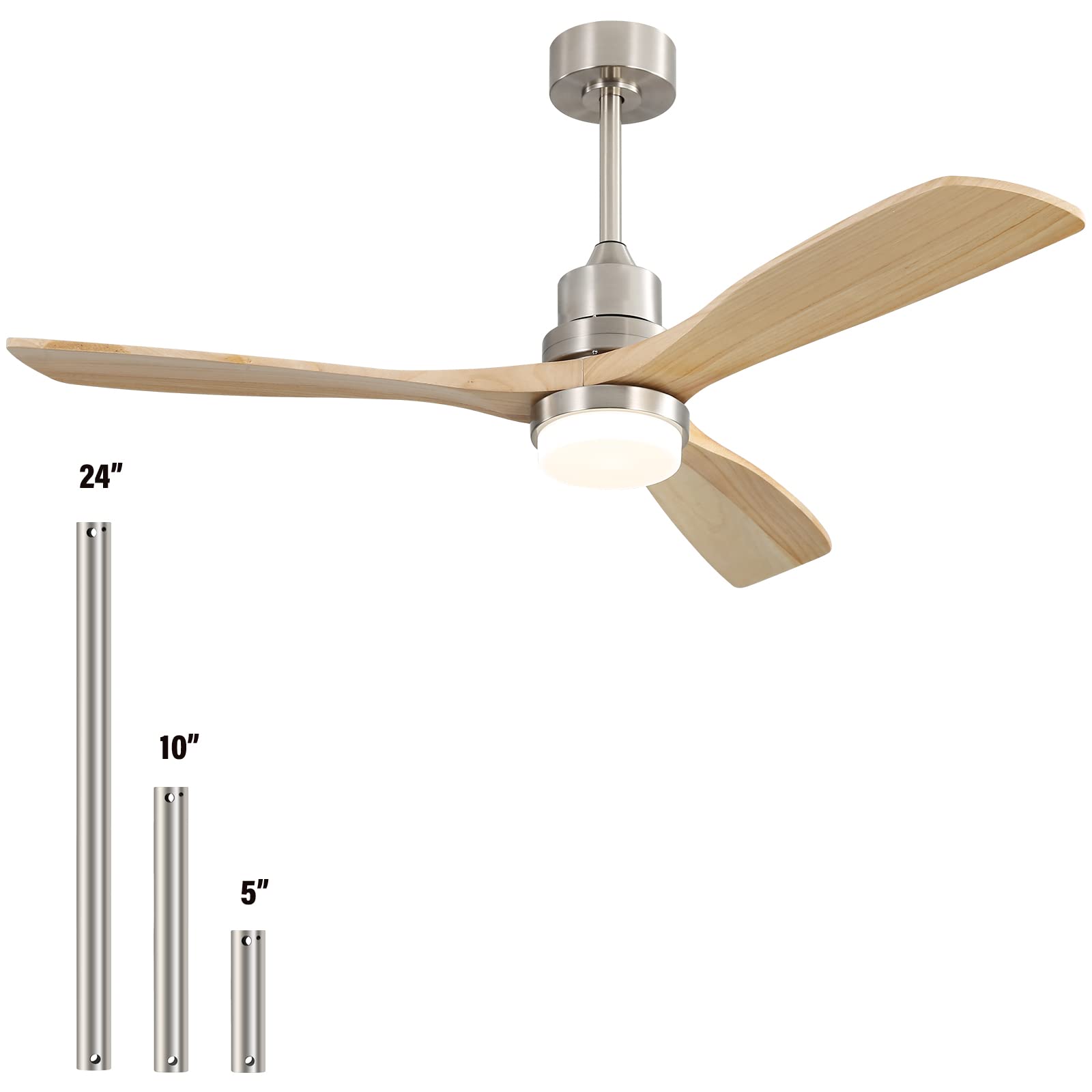 Low Profile Ceiling Fan With Lights Remote Control 52 Inch Flush Mount Ceiling Fan Modern Wood Blade Fan For Bedroom Living Room Indoor Outdoor Farmhouse Patio, Noiseless DC Motor