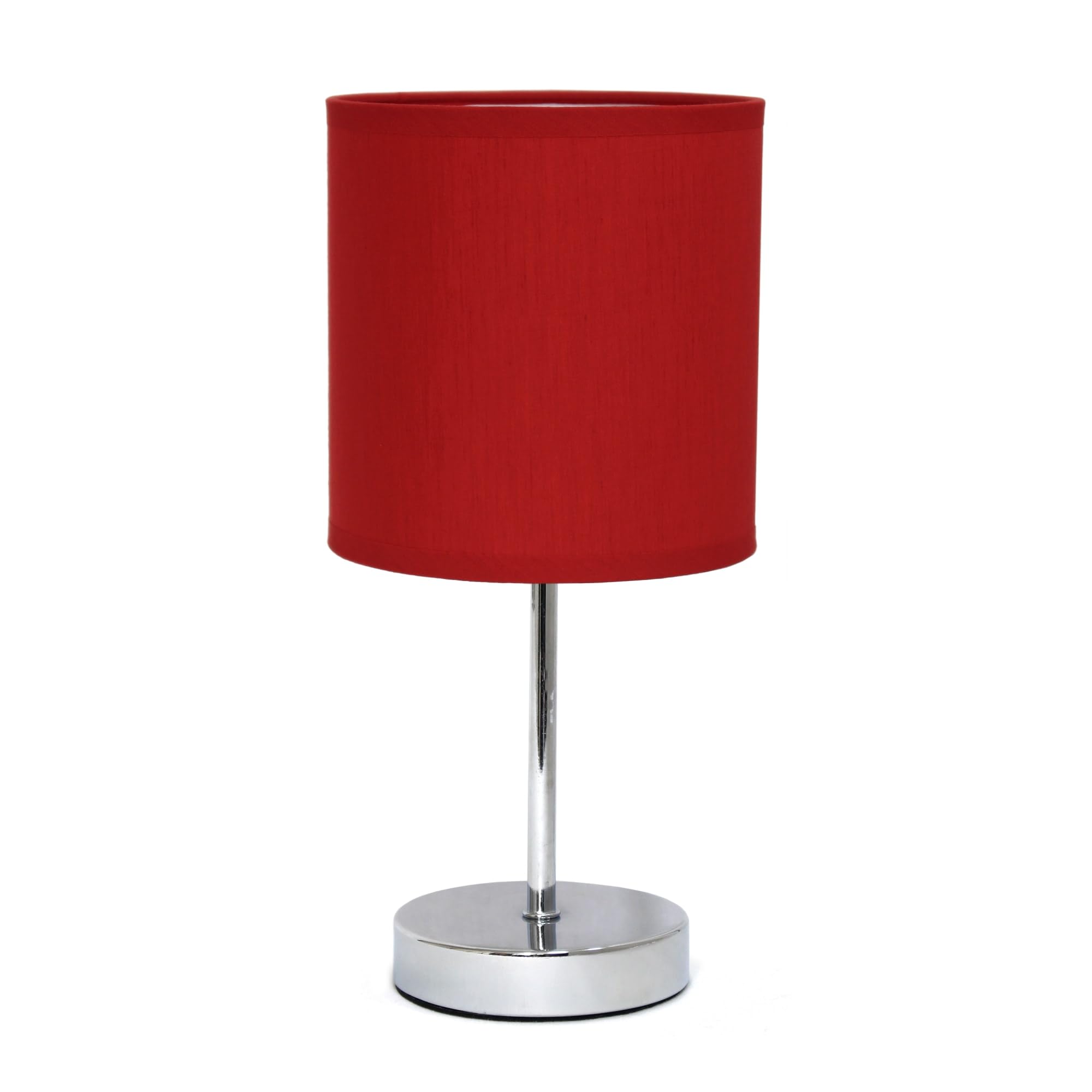 Chrome Mini Basic Table Lamp with Fabric Shade, White