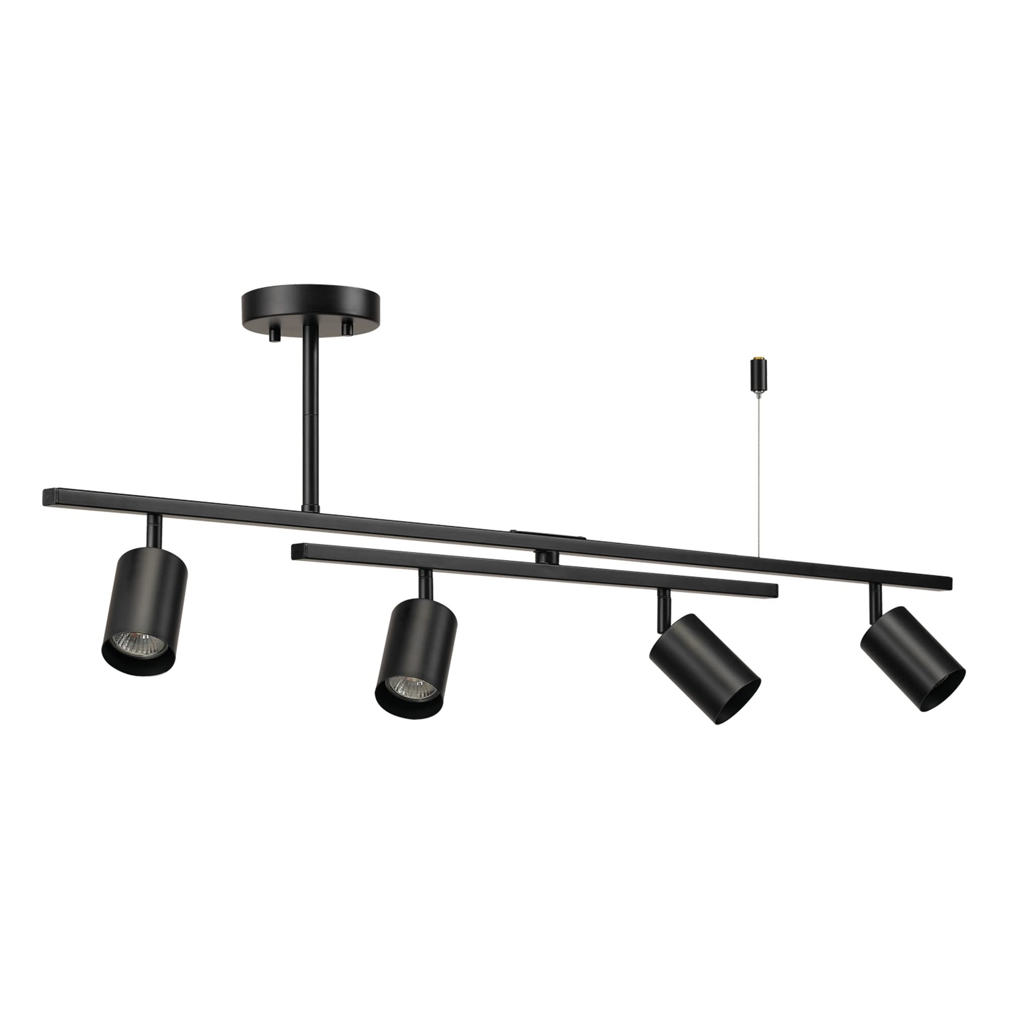 5-Light Track Lighting, Center Swivel Bar, Matte Black, Ceiling Light, Track Light Heads, Pivot Shades, Track Ceiling Light, Track Lighting Kit, 5 Bulb Kitchen Light