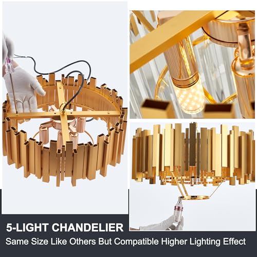 Gold Crystal Pendant Light Mini Modern Luxury Crystal Pendant Light Perfect for Dining Room, Bedroom, Kitchen, Living Room 3-Pack