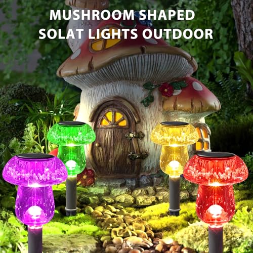 Solar Lights Outdoor, 8 Pack Solar Pathway Lights Outdoor, Solar Powered LED Mushroom Solar Garden Lights, Outdoor Solar Lights for Yard, Landscape, Path, Patio, Outside,Driveway,Backyard (Warm White)