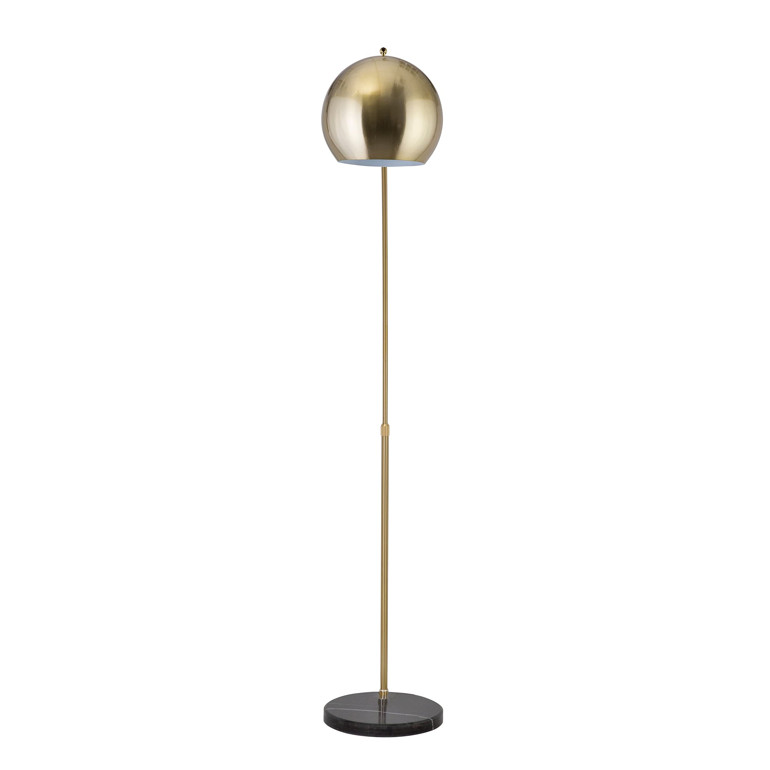 Modern Standing Adjustable Floor Lamp with Metal Dome Shade & Marble Base for Living Room - Corner Light Arc Lamps for Bedrooms in Brass Gold Finish, 99-1023F