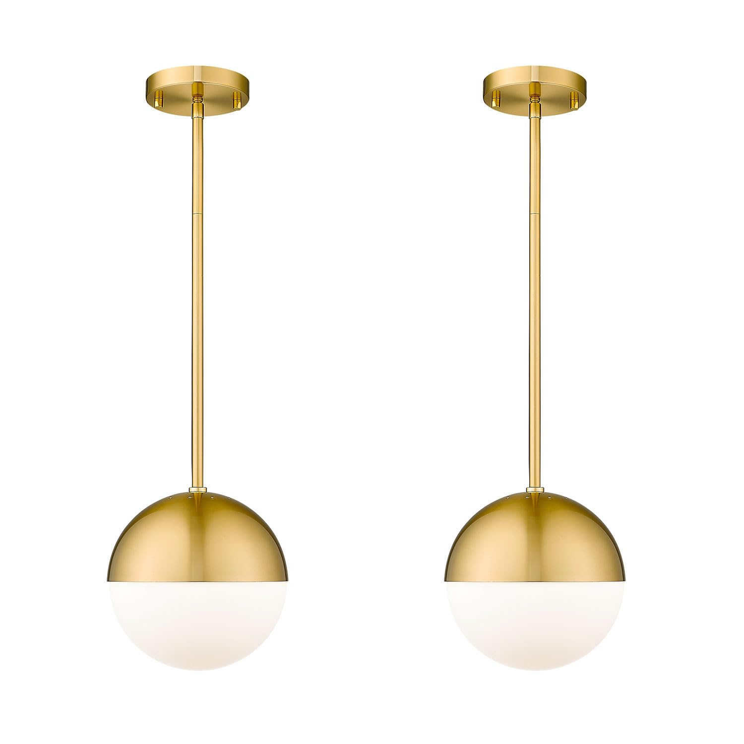 Modern Pendant Lighting Gold Globe Pendant Light Fixture, Mid Century Chandelier One Light Hanging Fixture for Kitchen Island, Adjustable Indoor Lighting for Dinning Room Bedroom, LMS-187