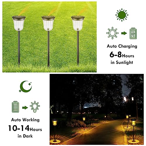 Outside Lights for Yard 6 Pack, Super Bright Solar Pathway Lights Outdoor Waterproof,Up to 14 Hrs Auto On/Off Solar Garden Lights, Solar Powered Landscape Lighting for Path Yard Garden Walkway